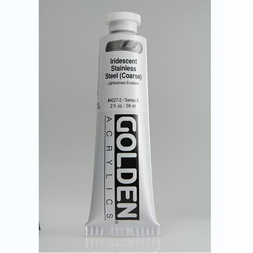 Golden, Heavy Body, Acrylic, Paint, 2oz, Iridescent Stainless Steel (Coarse)